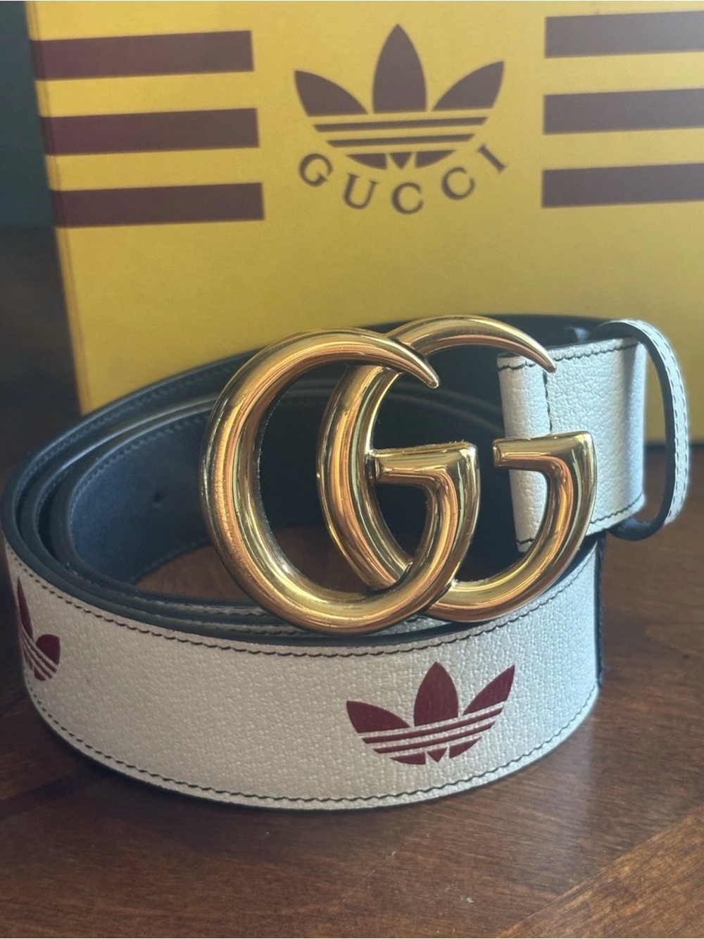 Gucci X Adidas Double G Logo Leather Belt